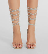 Wrapped Up Babe Rhinestone Lace-Up Stiletto Heels